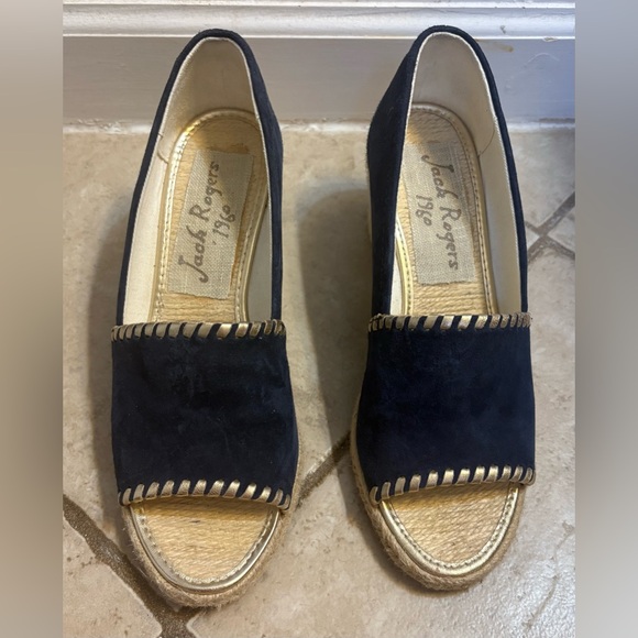 Jack Rogers Palmer Wedge Midnight Blue Size 7.5 - Picture 1 of 5